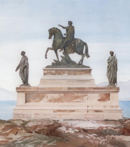 Eugène Viollet le Duc, Monument à Napoléon Ier et ses quatre frères, aquarelle. Paris, Musée d’Orsay
